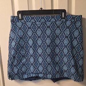 Rafaella Navy and Light Blue Geometric Mini Skirt